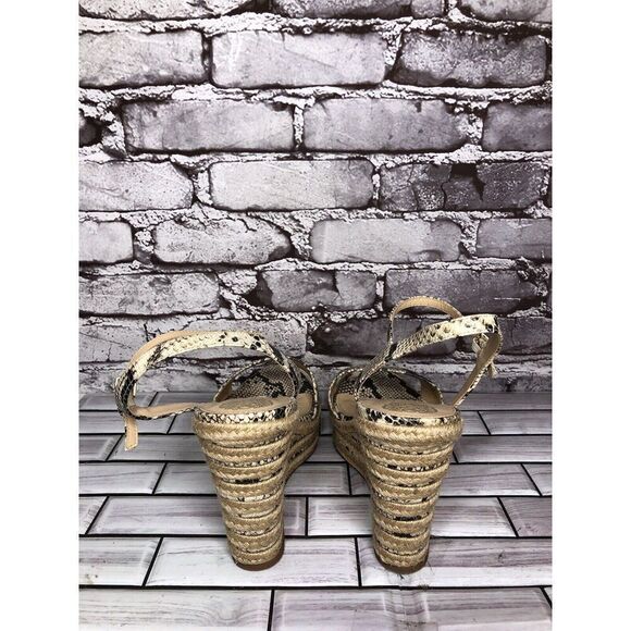 Vince Camuto Marybell Ivory Leather Snake Wedge Espadrilles Sandals Women’s 10.5 - Picture 4 of 16